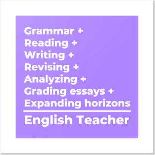 English Teacher Equation - white text Posters and Art